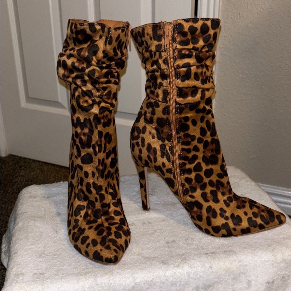 Charlotte Russe Leopard Print Heeled Boots